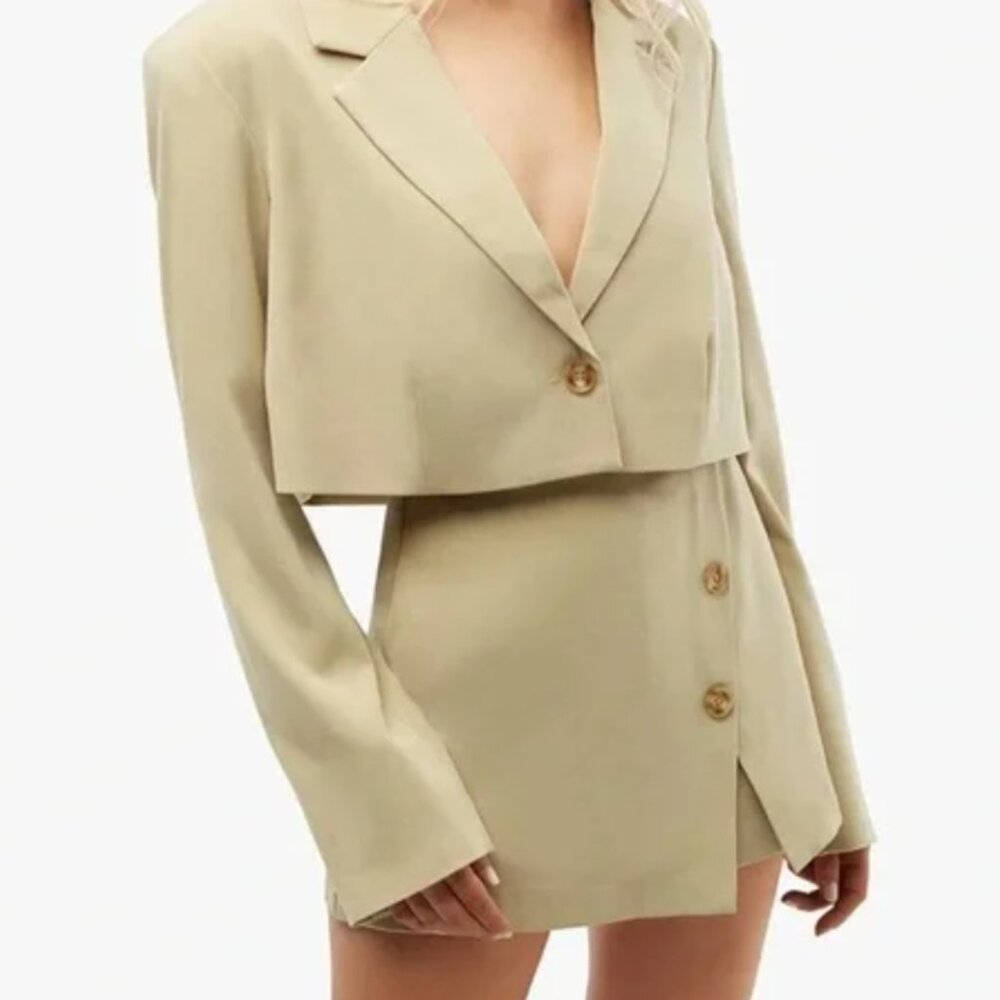 WeWoreWhat Faux wrap mini suiting skirt